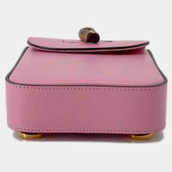 Gucci Pink Leather Bamboo Shoulder Bag