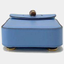Gucci Light Blue Leather Bamboo Shoulder Bag