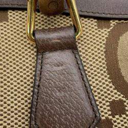 Gucci Beige/Brown Canvas Leather Jumbo GG Bamboo Tote Bag