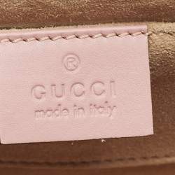 Pre Owned Gucci Old Rose Leather Small Pearl Studded Padlock Shoulder Bag