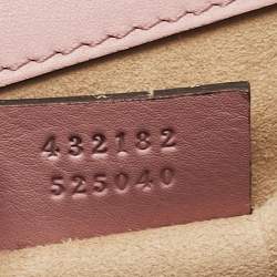 Pre Owned Gucci Old Rose Leather Small Pearl Studded Padlock Shoulder Bag