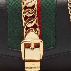 Pre Owned Gucci Black Leather Super Mini Sylvie Chain Shoulder Bag