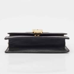 Pre Owned Gucci Black Leather Super Mini Sylvie Chain Shoulder Bag