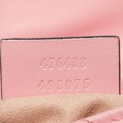 Pre Owned Gucci Pink Matelassé Leather GG Marmont Super Mini Shoulder Bag