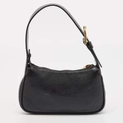 Pre Owned Gucci Black Leather Mini Aphrodite Shoulder Bag