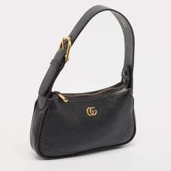 Pre Owned Gucci Black Leather Mini Aphrodite Shoulder Bag