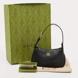 Pre Owned Gucci Black Leather Mini Aphrodite Shoulder Bag