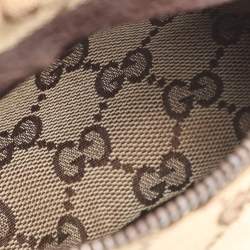 Pre Owned Gucci Beige/Brown GG Canvas and Leather Web Double Pocket Belt Bag