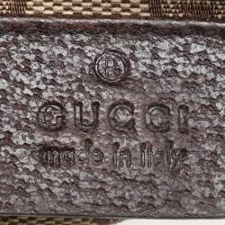 Pre Owned Gucci Beige/Brown GG Canvas and Leather Web Double Pocket Belt Bag