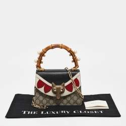 Gucci Multicolor GG Canvas Mini Pearl Fox Bamboo Top Handle Bag 