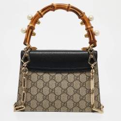 Gucci Multicolor GG Canvas Mini Pearl Fox Bamboo Top Handle Bag 
