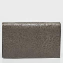 Pre Owned Gucci Grey Leather Leather Interlocking G Wallet On Chain