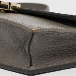 Pre Owned Gucci Grey Leather Leather Interlocking G Wallet On Chain