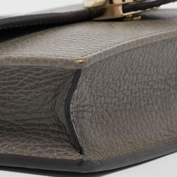 Pre Owned Gucci Grey Leather Leather Interlocking G Wallet On Chain