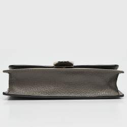 Pre Owned Gucci Grey Leather Leather Interlocking G Wallet On Chain