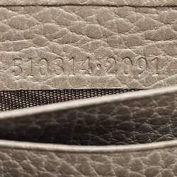 Pre Owned Gucci Grey Leather Leather Interlocking G Wallet On Chain