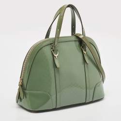 Pre Owned Gucci Green Micro Gussiccima Patent Leather Small Nice Dome Satchel