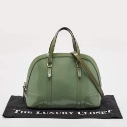 Pre Owned Gucci Green Micro Gussiccima Patent Leather Small Nice Dome Satchel