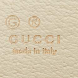 Pre Owned Gucci Off White Leather Small Web Ophidia Tote