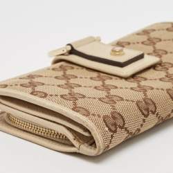 Gucci Beige GG Canvas and Leather Abbey Long Wallet