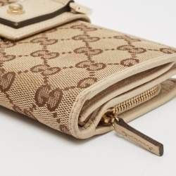 Gucci Beige GG Canvas and Leather Abbey Long Wallet