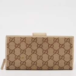 Gucci Beige GG Canvas and Leather Abbey Long Wallet