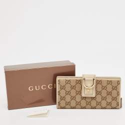 Gucci Beige GG Canvas and Leather Abbey Long Wallet