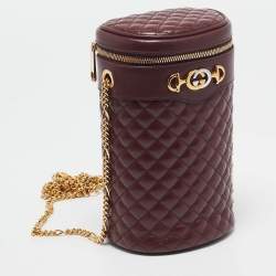 Pre Owned Gucci Burgundy Quilted Leather Zumi Belt Bag