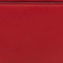 Gucci Red Leather Bamboo Zip Around Wallet