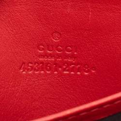 Gucci Red Leather Bamboo Zip Around Wallet