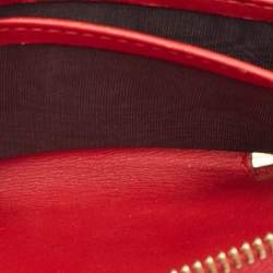Gucci Red Leather Bamboo Zip Around Wallet