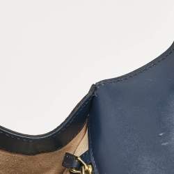 Pre Owned Gucci Navy Blue Guccissima Leather Medium Padlock Shoulder Bag