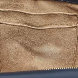 Pre Owned Gucci Navy Blue Guccissima Leather Medium Padlock Shoulder Bag