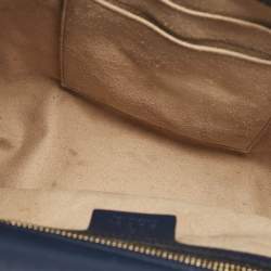 Pre Owned Gucci Navy Blue Guccissima Leather Medium Padlock Shoulder Bag