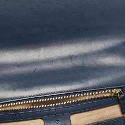 Pre Owned Gucci Navy Blue Guccissima Leather Medium Padlock Shoulder Bag