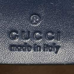 Pre Owned Gucci Navy Blue Guccissima Leather Medium Padlock Shoulder Bag