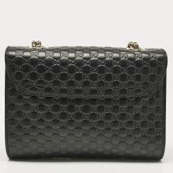 Pre Owned Gucci Black Micro Guccissima Leather Mini Emily Chain Shoulder Bag