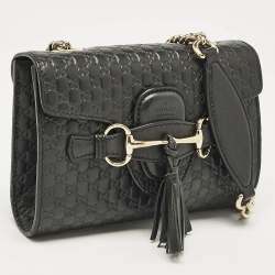 Pre Owned Gucci Black Micro Guccissima Leather Mini Emily Chain Shoulder Bag