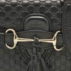 Pre Owned Gucci Black Micro Guccissima Leather Mini Emily Chain Shoulder Bag