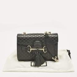 Pre Owned Gucci Black Micro Guccissima Leather Mini Emily Chain Shoulder Bag