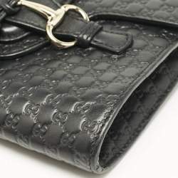 Pre Owned Gucci Black Micro Guccissima Leather Mini Emily Chain Shoulder Bag