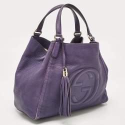 مملوكة مسبقًا Gucci Purple Leather Soho Tassel Tote