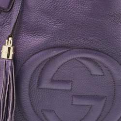 مملوكة مسبقًا Gucci Purple Leather Soho Tassel Tote