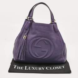 مملوكة مسبقًا Gucci Purple Leather Soho Tassel Tote