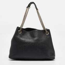 Pre Owned Gucci Black Leather Medium Soho Chain Tote