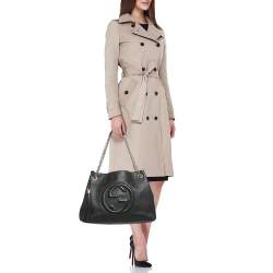 Pre Owned Gucci Black Leather Medium Soho Chain Tote