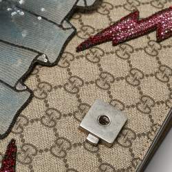 Gucci Beige GG Supreme Canvas and Suede Medium Crystal/Sequins Embellished Dionysus Shoulder Bag