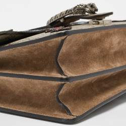 Gucci Beige GG Supreme Canvas and Suede Medium Crystal/Sequins Embellished Dionysus Shoulder Bag
