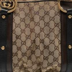 Gucci Beige/Brown GG Canvas and Leather G Interlocking Bowler Bag