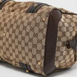 Gucci Beige/Brown GG Canvas and Leather G Interlocking Bowler Bag
